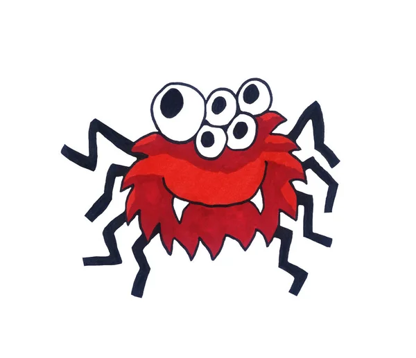 Handmade Illustration Red Spider — 스톡 사진