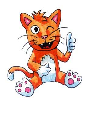 Handmade illustration of a happy cat