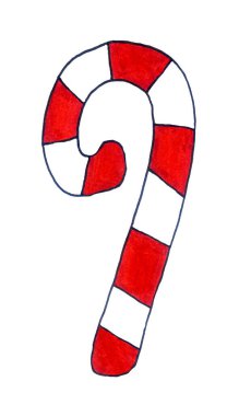 Handmade illustration of a candy cane
