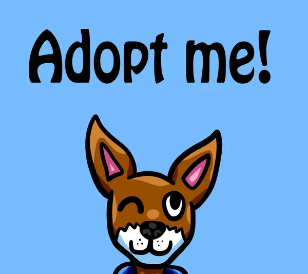 Digital illustration of a dog wanting to be adopted