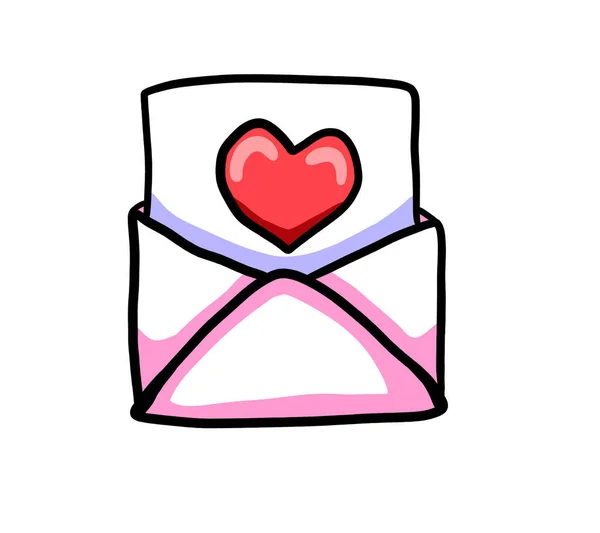 Digital illustration of a cartoon love letter