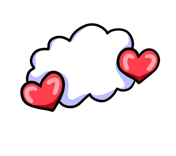 Digital illustration of a cartoon Valentine heart cloud