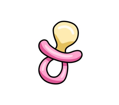 Digital illustration of a cartoon pink pacifier