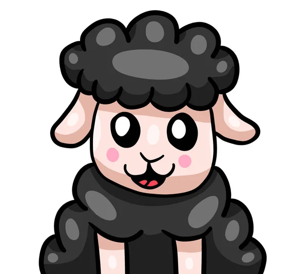 Digital illustration of a happy little black sheep
