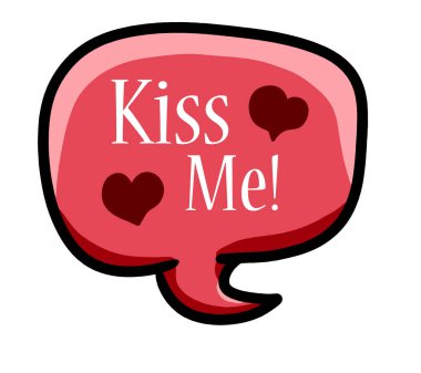 Digital illustration of a kiss me chat icon