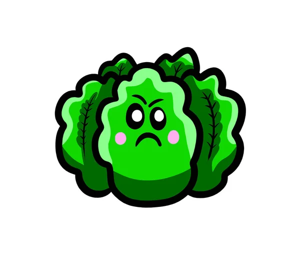 Digital ilustration of a cartoon canbbage emoticon