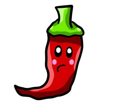 Digital illustration of a cartoon red chilli pepper