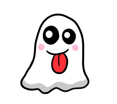 Sevimli, mutlu bir hayaletin dijital çizimi