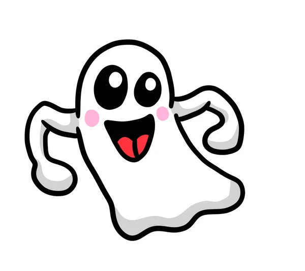 Digital Illustration Adorable Happy Ghost —  Fotos de Stock