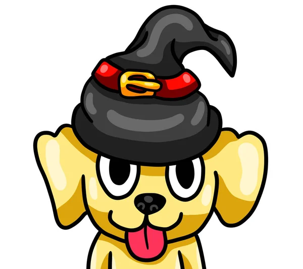 Digital Illustration Adorable Halloween Wizard Dog — Stock Photo, Image