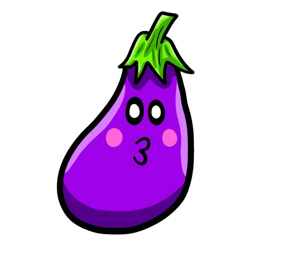 Digital Illustration Tecknad Aubergine — Stockfoto