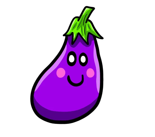 Illustration Numérique Une Aubergine Dessin Animé — Photo