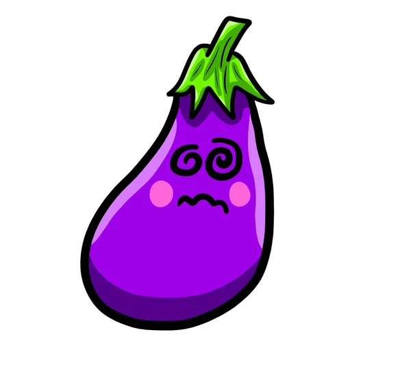 Illustration Numérique Une Aubergine Dessin Animé — Photo