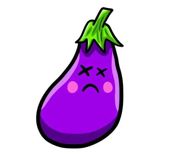 Illustration Numérique Une Aubergine Dessin Animé — Photo