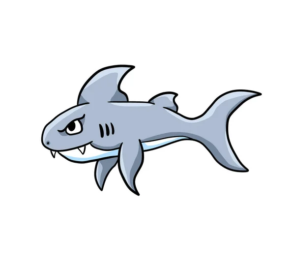 Cyfrowa Ilustracja Uroczego Dużego Rekina — Zdjęcie stockowe