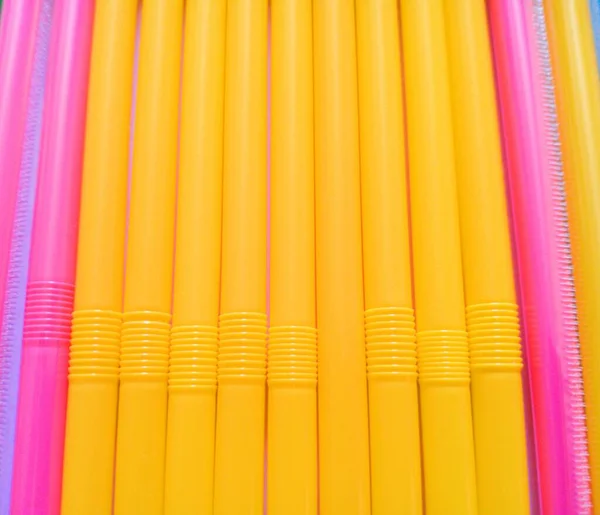 Colorful Straws Attractive Yellow Pink Bright Yellow — Foto de Stock