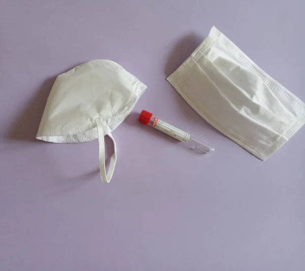 Two Masks Blood Tube Protection Covid — Stock Fotó