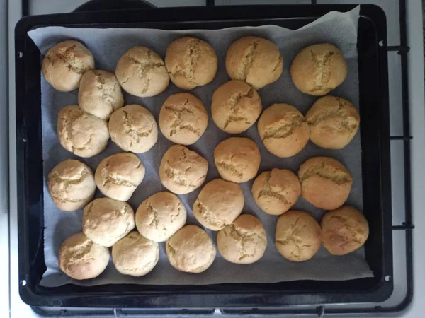 Cookies Made Flour Sugar Vanilla Baking Powder Egg Oil Tray — Stockfoto