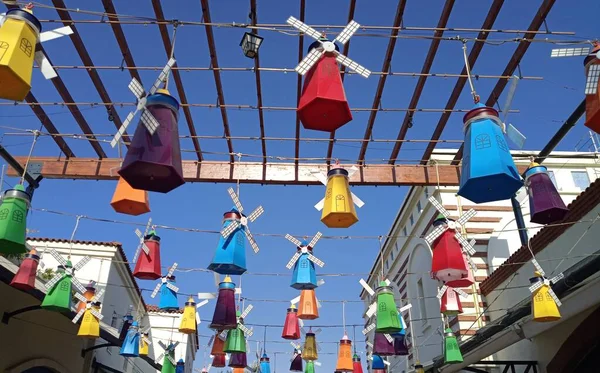 Colorful Windmills Hanged Decoration Forum Bornova Mall — ストック写真