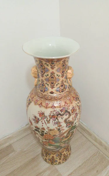 Chinese vase with a dragon pattern. Made in China. Asia culture.