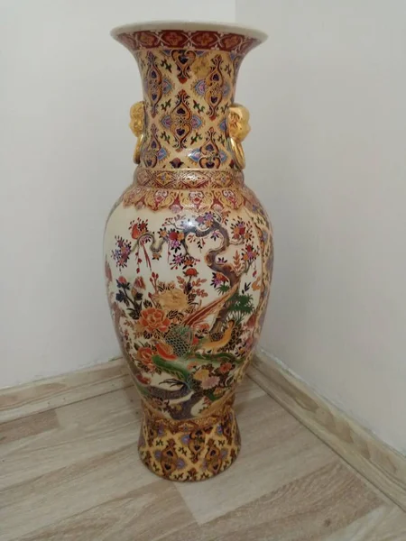 Chinese Vase Dragon Pattern Made China — Zdjęcie stockowe