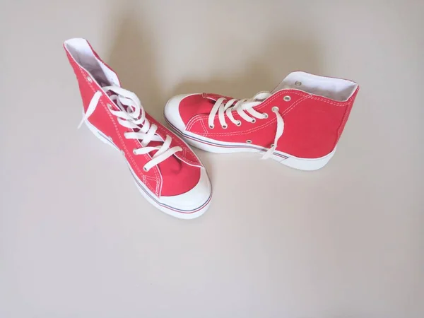 Women Ankle Sneakers Red Sneakers — Photo