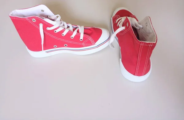 Women Ankle Sneakers Red Sneakers Shot Side — Foto Stock