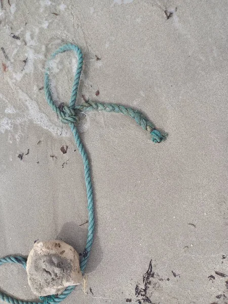 Rope Stone Sea Shore — Stock Photo, Image