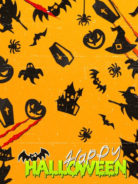 Fijne Halloween Halloween Concept Oranje Achtergrond — Stockfoto