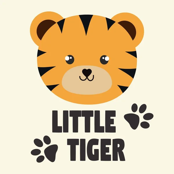 Tigre Listrado Bonito Dos Desenhos Animados Impressão Para Camisetas Infantis — Vetor de Stock