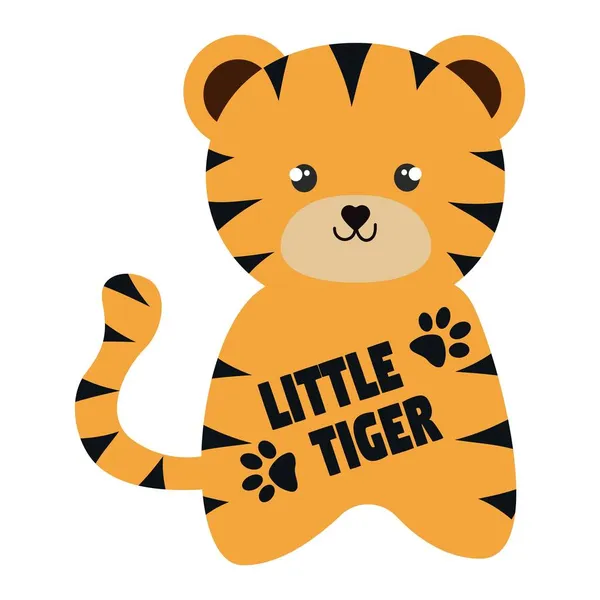 Tigre Listrado Bonito Dos Desenhos Animados Impressão Para Camisetas Infantis — Vetor de Stock