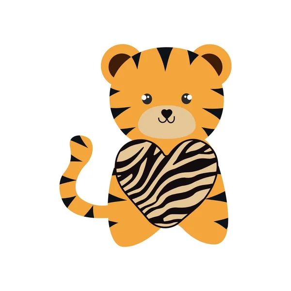 Joli Tigre Rayé Dessin Animé Impression Pour Shirts Pour Enfants — Image vectorielle