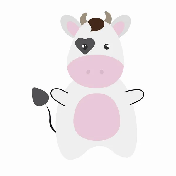 Χαριτωμένη Αγελάδα Εκτύπωση Για Παιδικά Μπλουζάκια Ευχετήριες Κάρτες Αφίσες Χειροκίνητη — Διανυσματικό Αρχείο