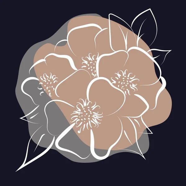 Esquema Elegante Dibujo Flor Primavera Ilustración Vectorial — Vector de stock