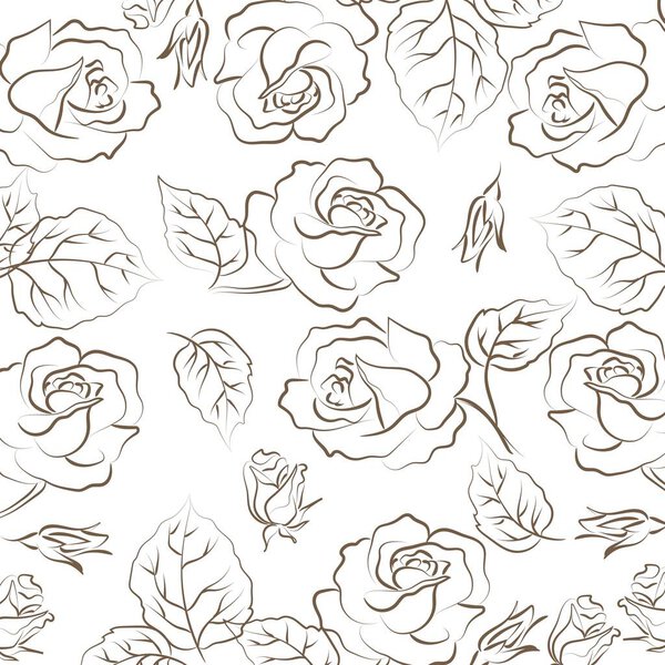 Элегантный набросок цветов розы, векторная иллюстрация.