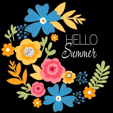 Merhaba yaz. Kutlama vektör illüstrasyon kartı.