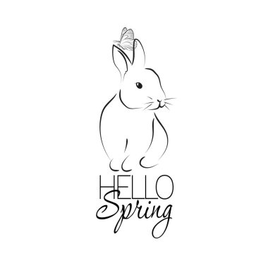 Şirin tavşanın zarif çizgisi. Vektör illüstrasyon sanatı.