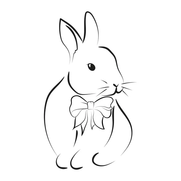 Elegant Line Drawn Cute Hare Vector Illustration Art — Stock Vector