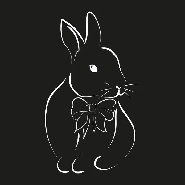 Elegant Line Drawn Cute Hare Vector Illustration Art — Stock Vector