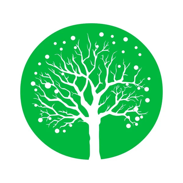 Träd Siluett Symbol Grön Runda — Stock vektor