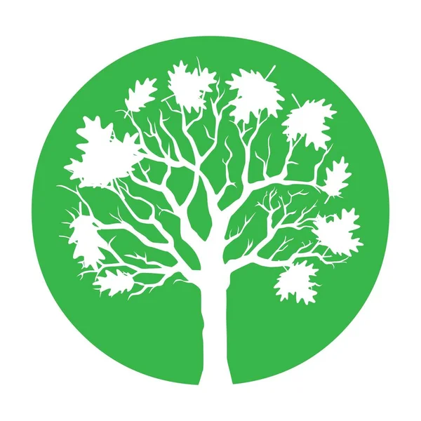 Symbole Silhouette Arbre Rond Vert — Image vectorielle