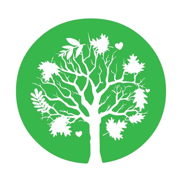 绿色圆形的树型轮廓符号 — 图库矢量图片