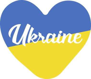Ukrayna harfli pankart. Sarı ve mavi renkler kalp