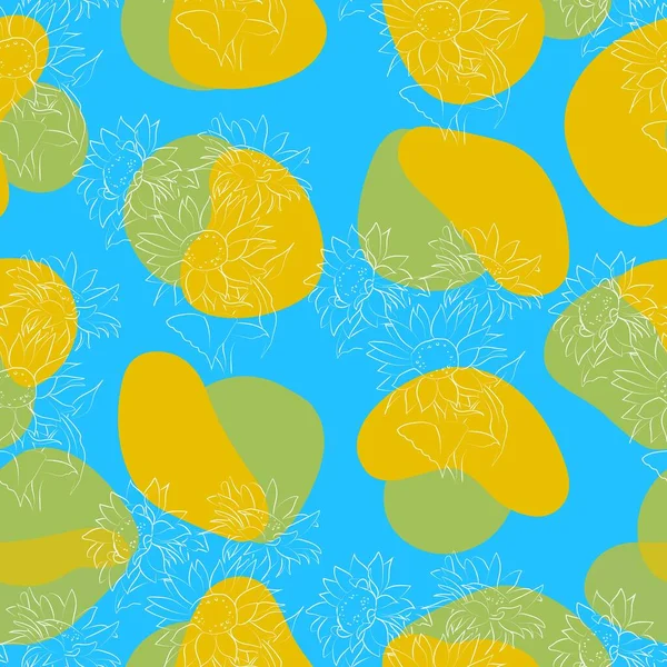 Ayçiçeğinin ana hatları, vektör illüstrasyonu