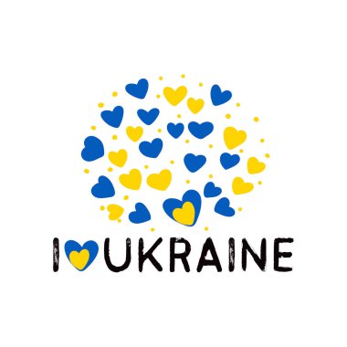 Mavi ve sarı haerts. Ben Ukrayna. Yaratıcı afiş.