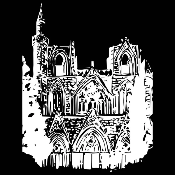 Dibujo Línea Catedral San Nicolás Famagusta Chipre — Vector de stock