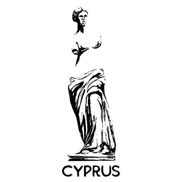 Hand Drawn Sketch Aphrodite Cyprus — Stock vektor