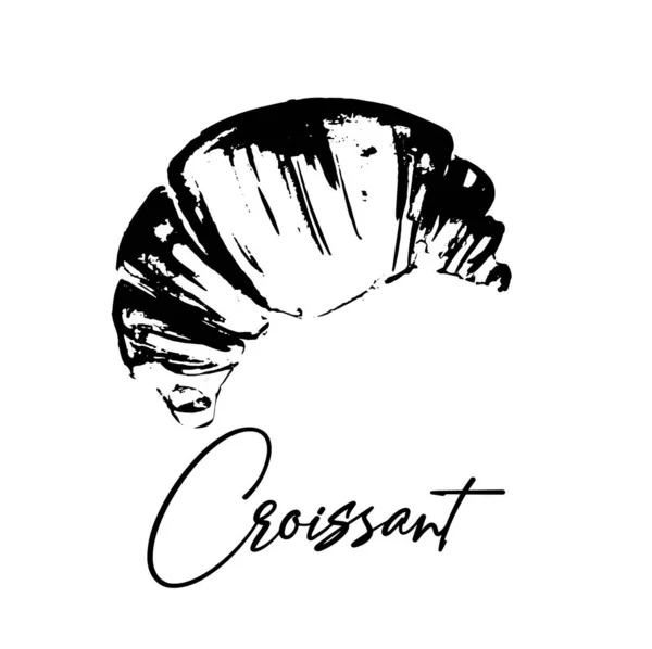Croissant Γραμμή Εικονογράφηση Διάνυσμα Σύμβολο — Διανυσματικό Αρχείο