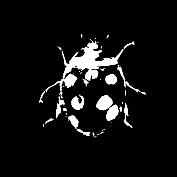 Black White Vector Art Ladybug — Image vectorielle