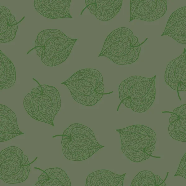 Dessin Botanique Vert Motif Sans Couture — Image vectorielle